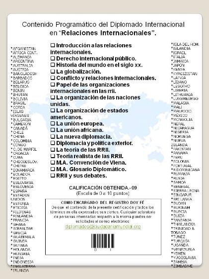 Reverso modelo de Diploma Diplomados por internet, diplomados a distancia, diplomados internacionales