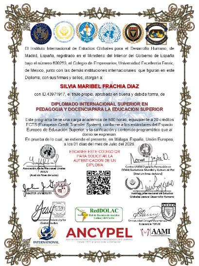 Ejemplo de los diplomas otorgados al finalizar los programas de diplomadosvenezuela.org, enviados por courier al domicilio del estudiante.