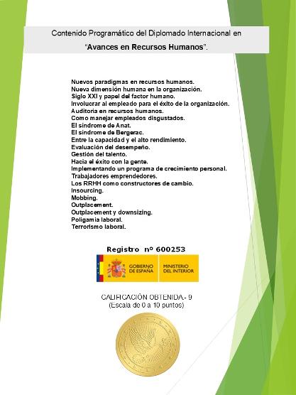 Ejemplo de los diplomas otorgados al finalizar los programas de diplomadosvenezuela.org, enviados por courier al domicilio del estudiante.