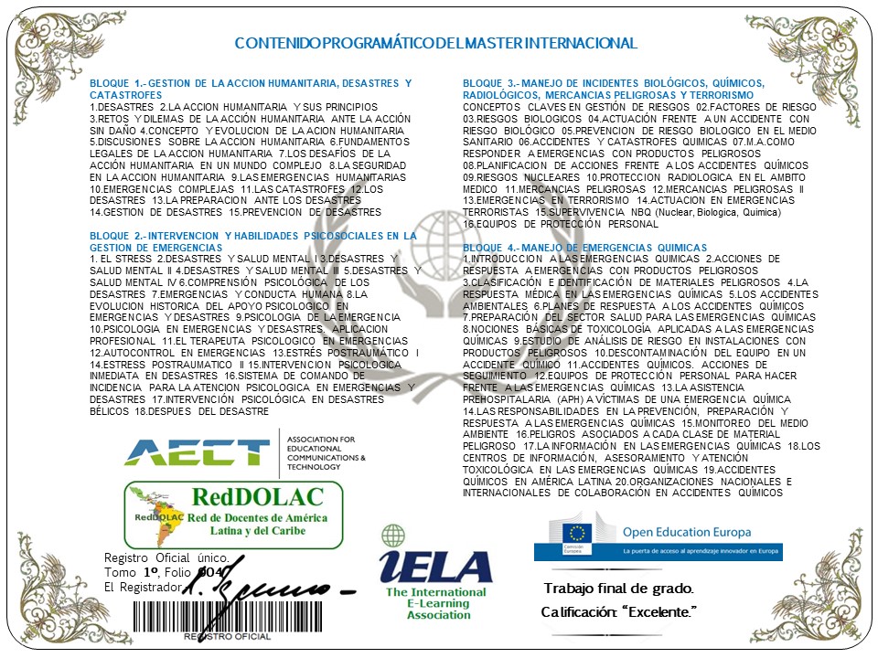 Ejemplo de los diplomas otorgados al finalizar los programas de diplomadosvenezuela.org, enviados por courier al domicilio del estudiante.