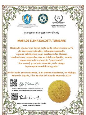 Ejemplo de los diplomas otorgados al finalizar los programas de diplomadosvenezuela.org, enviados por courier al domicilio del estudiante.