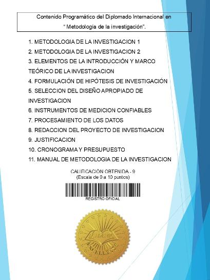 Ejemplo de los diplomas otorgados al finalizar los programas de diplomadosvenezuela.org, enviados por courier al domicilio del estudiante.